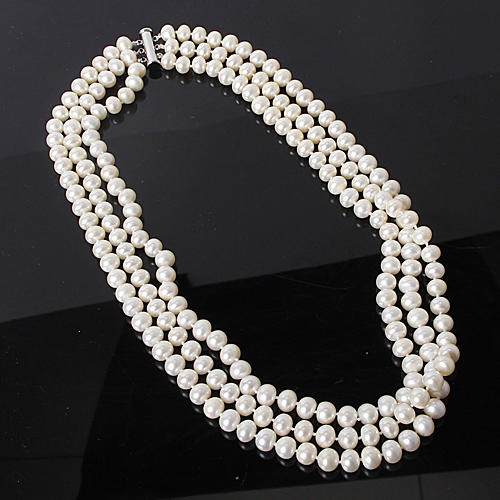 三层淡水珍珠项链女锁骨多层饰品优雅配饰a23