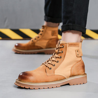 【服饰鞋包】马丁靴男高帮 男鞋休闲秋冬新款磨砂速卖通外贸加绒款男式皮靴 商品图2