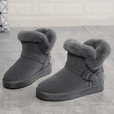 【短靴】。新款冬季加绒加厚保暖休闲纯雪地靴低帮女鞋 商品图0