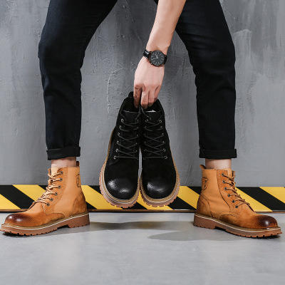 【服饰鞋包】马丁靴男高帮 男鞋休闲秋冬新款磨砂速卖通外贸加绒款男式皮靴 商品图0