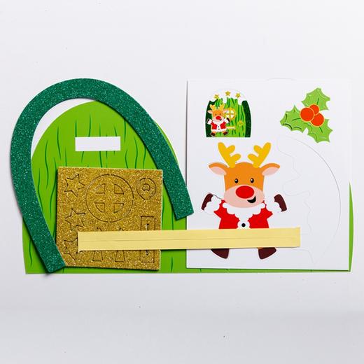 圣诞门闪光贺卡圣诞老人推门贺卡幼儿园手工DIY礼物贺卡美可DIY 商品图5