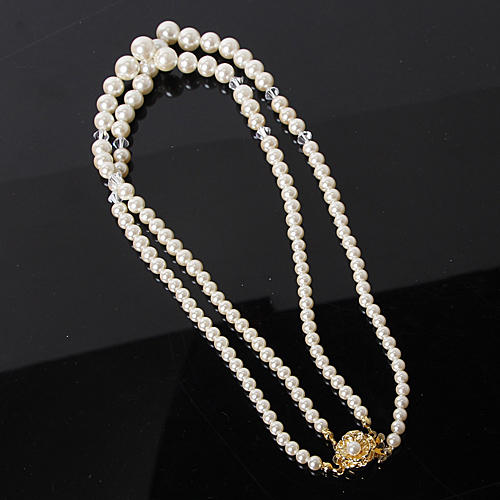 强光泽大颗粒珍珠项链双层气质饰品a23