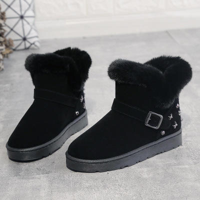 【短靴】。新款冬季加绒加厚保暖休闲纯雪地靴低帮女鞋 商品图1