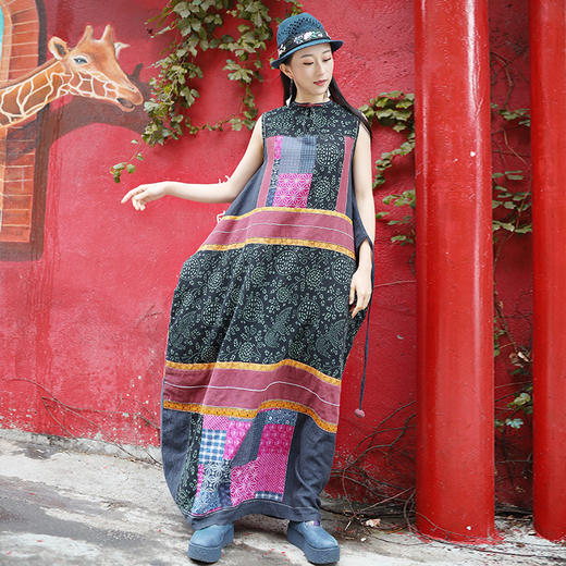 人间烟火印花拼接连衣裙 | 杨丽萍老师同款| 现货加急发 商品图2