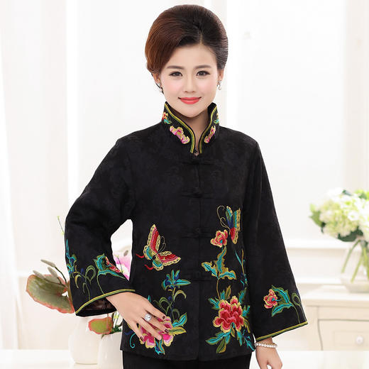 秋季新款绣花棉麻盘扣唐装外套货号ce9