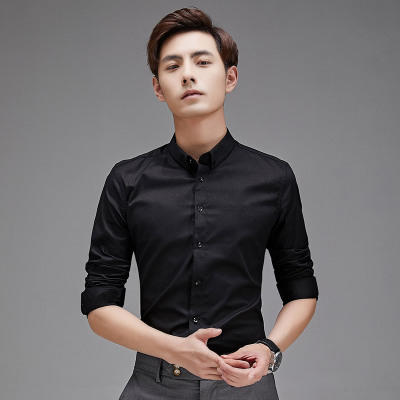 【服饰鞋包】白衬衫男长袖修身免烫商务正装职业工作纯色寸衫韩版弹力潮 商品图4