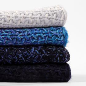 羊毛 山羊绒 夹花时尚针织套头脖套（蓝色夹花4-7） 出口日本尾货原价980