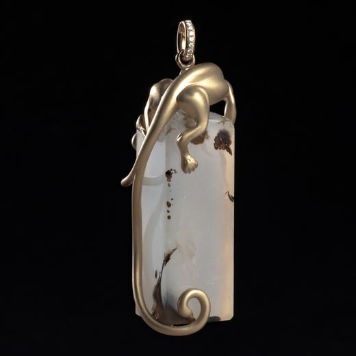 清代影子玛瑙印章镶金螭龙项坠 商品图3