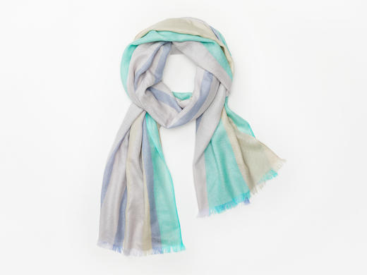 精纺色织彩条围巾披肩 豆沙蓝绿 商品图1