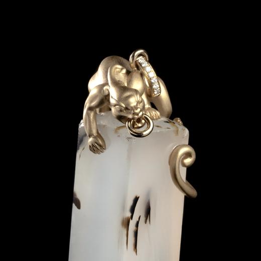 清代影子玛瑙印章镶金螭龙项坠 商品图6