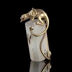 清代影子玛瑙印章镶金螭龙项坠