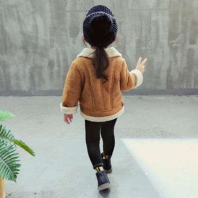 【女童服】女童鹿皮绒外套新款秋冬季儿童 韩版洋气中小童加绒上衣 商品图0