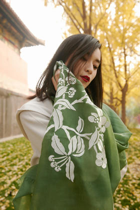 五行色刺绣羊绒围巾 披肩 SJG18P608N