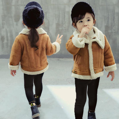 【女童服】女童鹿皮绒外套新款秋冬季儿童 韩版洋气中小童加绒上衣 商品图1