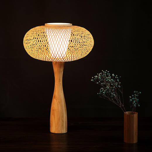 十竹九造竹编灯笼床头灯丨中式创意台灯简约家居装饰禅意竹编灯