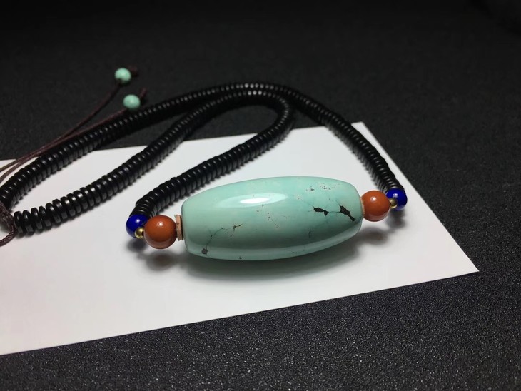 【903013】绿松石桶珠锁骨链