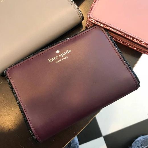 国内现货 kate spade ks 女士短款暗扣翻盖 闪边钱包 商品图1