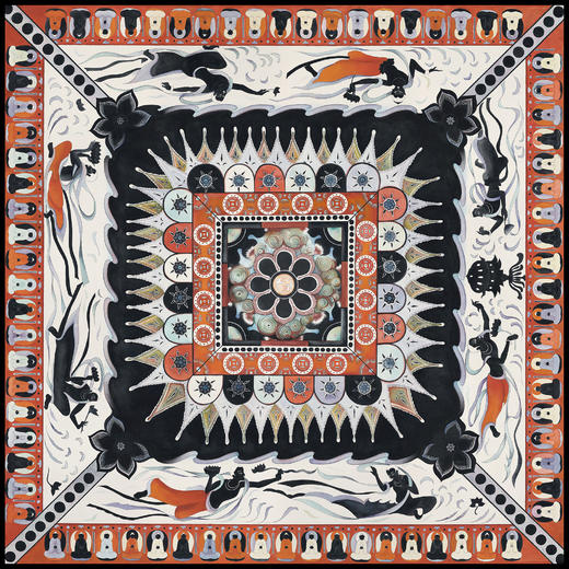 敦煌飞天藻井手绘版画 商品图1