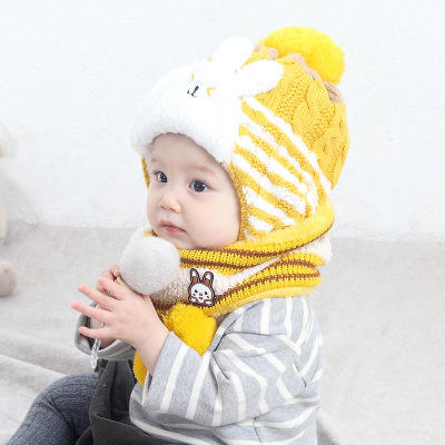 【儿童帽子】宝宝毛线帽秋冬季加绒针织帽韩版卡通可爱儿童帽子围脖套装 商品图8