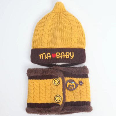 【围巾】秋冬儿童保暖加绒帽子小孩宝宝围巾套装两件套男童1-3岁毛线帽子 商品图2