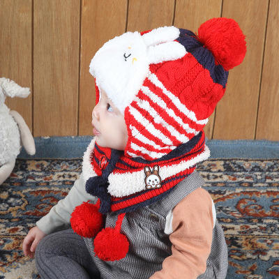 【儿童帽子】宝宝毛线帽秋冬季加绒针织帽韩版卡通可爱儿童帽子围脖套装 商品图4