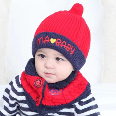 【围巾】秋冬儿童保暖加绒帽子小孩宝宝围巾套装两件套男童1-3岁毛线帽子 商品图1