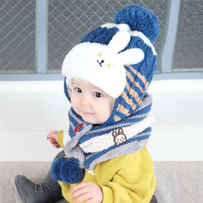 【儿童帽子】宝宝毛线帽秋冬季加绒针织帽韩版卡通可爱儿童帽子围脖套装 商品图6