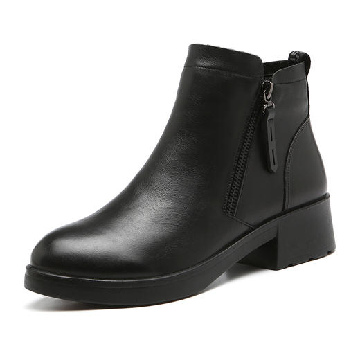 Signew/信诺 新款加绒保暖棉靴真皮软底舒适妈妈鞋 8M695-12 商品图1