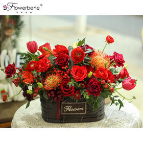 Flowerbene【花有独钟】私人订制鲜花抱抱桶花篮手提花篮