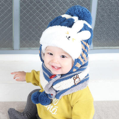 【儿童帽子】宝宝毛线帽秋冬季加绒针织帽韩版卡通可爱儿童帽子围脖套装 商品图5