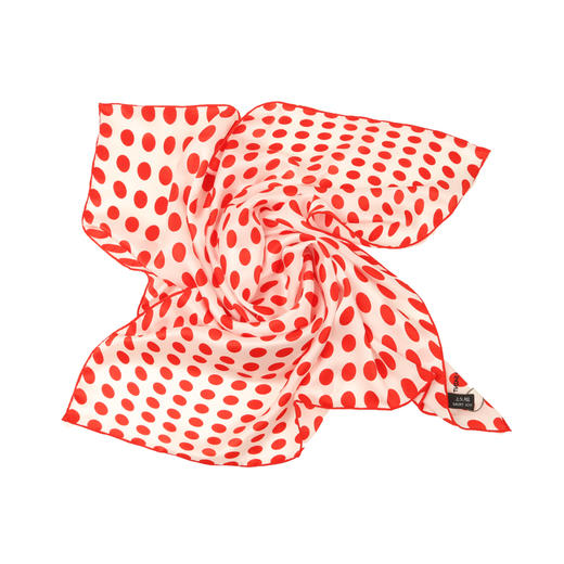 SAINTJOY/上久楷 真丝方巾 律动·白底红点 FJ18011 商品图1