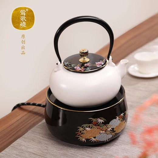 润白釉熏金钮柿型陶壶（莺歌烧） 商品图3