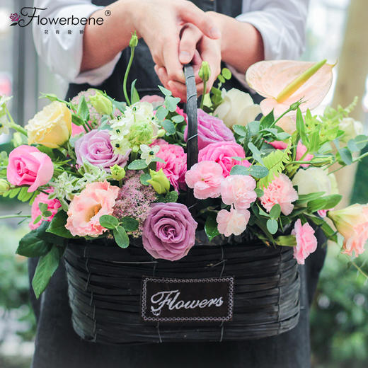 Flowerbene【花有独钟】私人订制炫彩手提花篮 商品图1