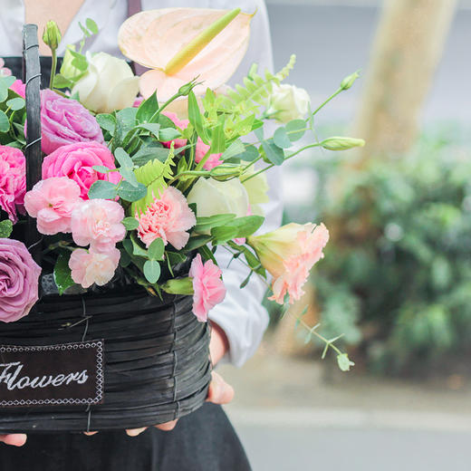 Flowerbene【花有独钟】私人订制炫彩手提花篮 商品图4