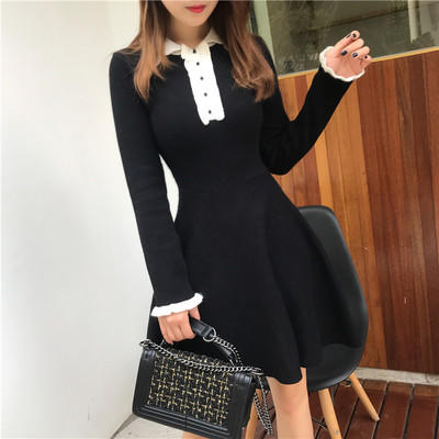 【服饰鞋包】小众连衣裙女复古秋冬新款egg风少女打底针织毛衣裙过膝 商品图3