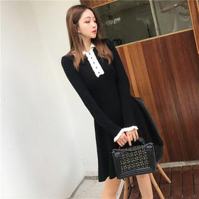 【服饰鞋包】小众连衣裙女复古秋冬新款egg风少女打底针织毛衣裙过膝