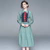 【服饰鞋包】小众女装 春季新品时尚翻领长袖a字连衣裙 中长裙 印花 商品缩略图3