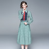 【服饰鞋包】小众女装 春季新品时尚翻领长袖a字连衣裙 中长裙 印花 商品缩略图1