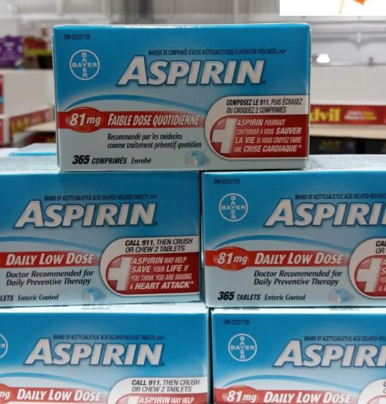 拜耳aspirin 81mg 365片 瓶 Aspirin 81mg Daily Low Dose 365 Tablets 温哥华直邮