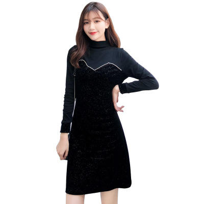 【服饰鞋包】小众连衣裙女秋冬复古打底针织金丝绒裙子礼服 商品图2