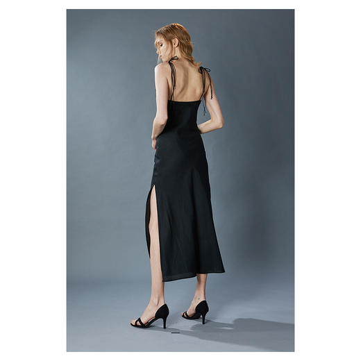 CG｜Black Silk Cotton Slipdress [系带丝绵双侧开叉连衣裙] 商品图3