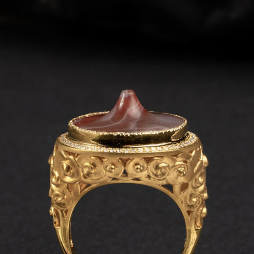 滇文化风格红玛瑙乳突戒指