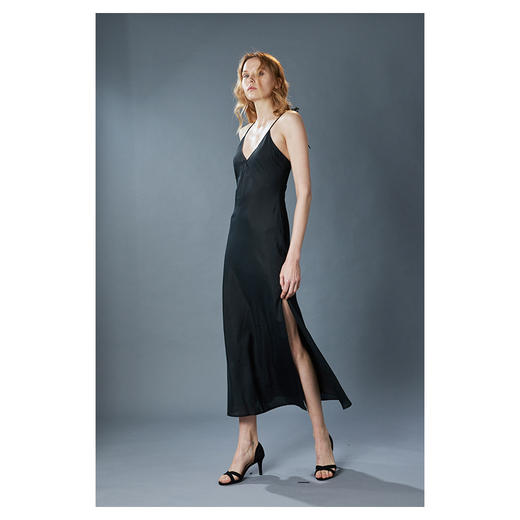 CG｜Black Silk Cotton Slipdress [系带丝绵双侧开叉连衣裙] 商品图0