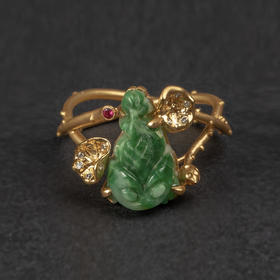 清代翡翠三足蟾戒指