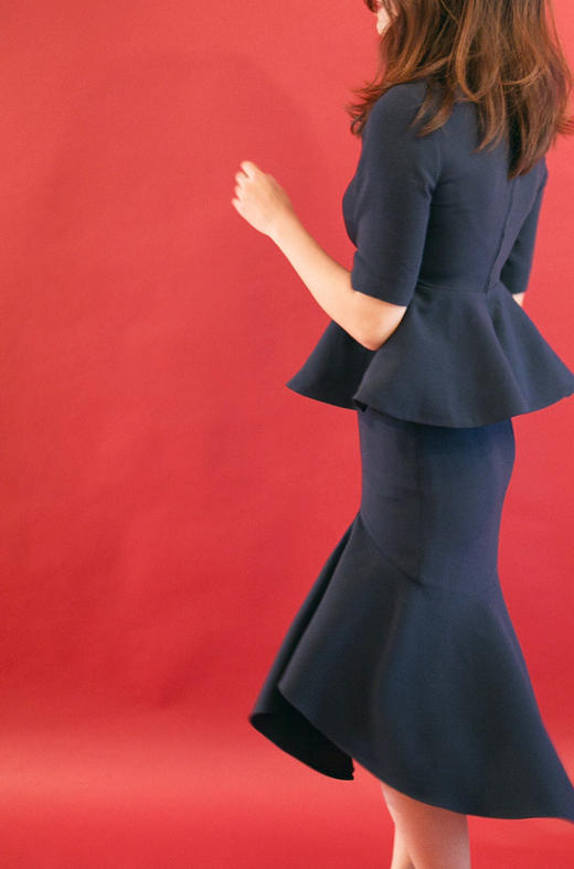 AtelierMissLu / Myrna 藏青鱼尾开衩半身裙 商品图2