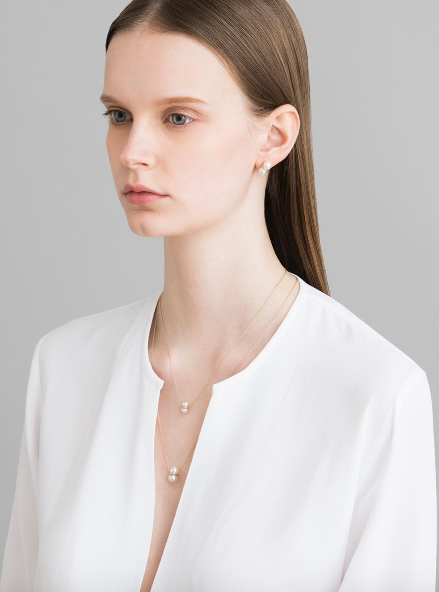 北京仓｜Januka-Twin Pearl-Akoya 大雪人 珍珠 项链（可调节款）［日本设计师］