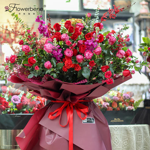 Flowerbene【花有独钟】私人订制姹紫嫣红款韩式开业花篮 商品图0