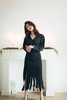 AtelierMissLu / Claudia 黑色V领流苏摆连身裙 商品缩略图1