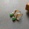 冰种阳绿翡翠耳钉18k黄金钻石镶嵌 商品缩略图3
