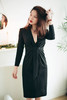 AtelierMissLu / Queena 光泽黑腰间褶皱小礼服 商品缩略图0